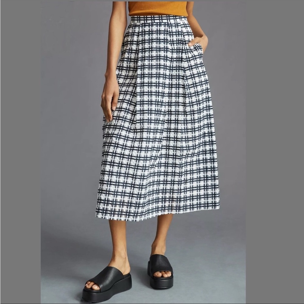 Anthropologie Maeve Plaid Circle Midi Skirt 8 NWT